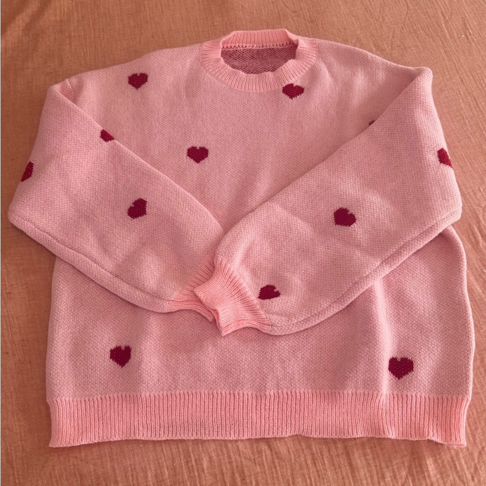Pink Heart Pattern Sweater - Picture 2 of 4